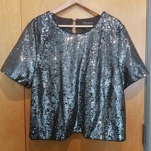 Forever21+ Gunmetal Sequin Crop Top Sz 3X